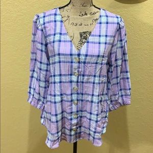 Blu Pepper 3/4 sleeve, plaid top, 1X, NWOT | offer in description
